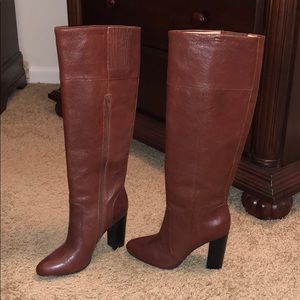 Brown leather boots